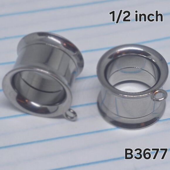 1/2 Silver Stainless Add a Charm Screw Tunnels Plugs Gauges B3677 - Picture 1 of 5